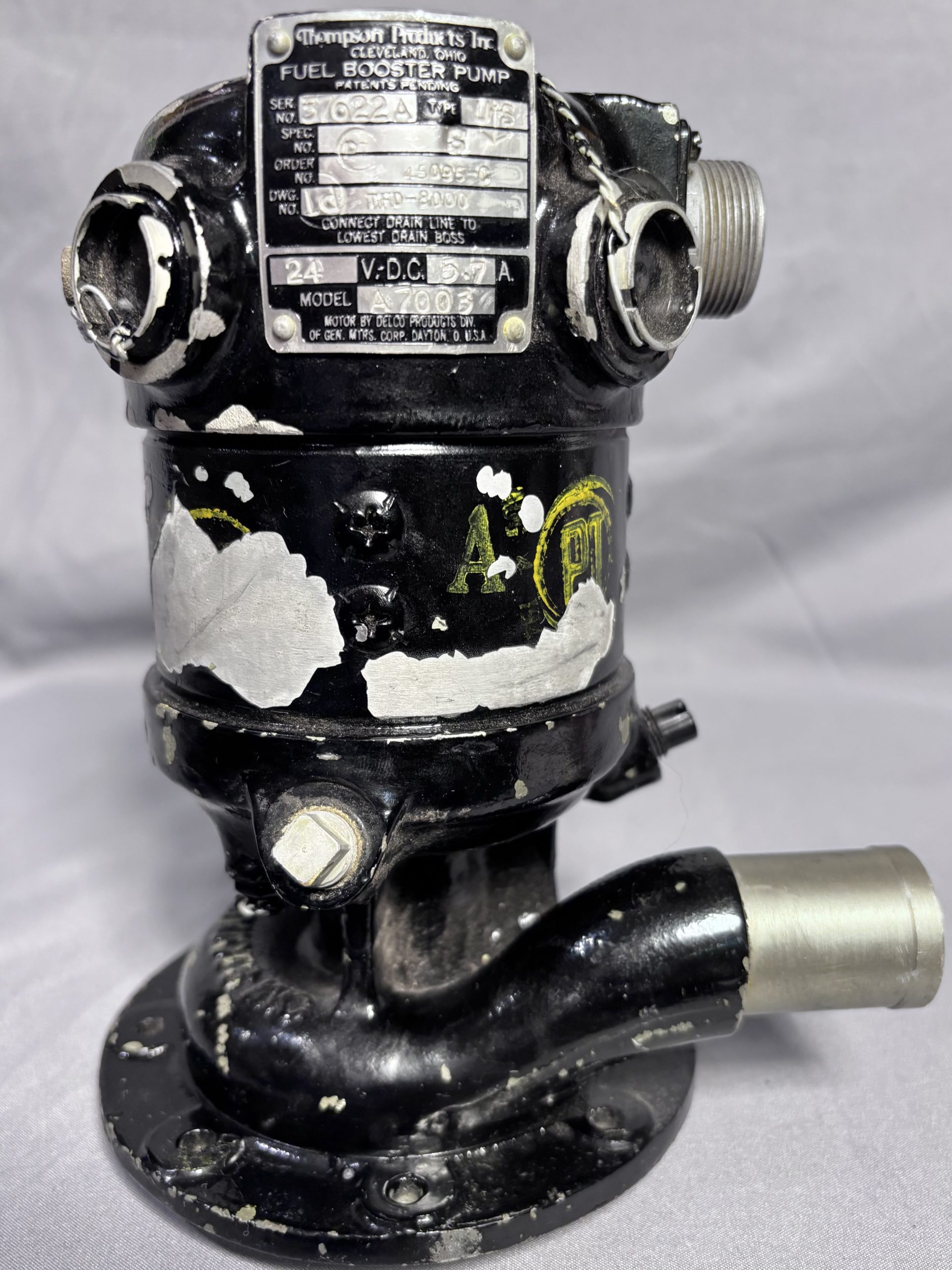 WWII US Navy Fuel Booster Pump – Thompson Products, Inc. – TFD-8000 – Dated August 4, 1943 – Working