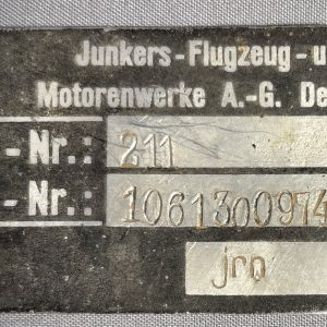 Junkers Jumo 211 Engine Data Plate – Ju 87 Stuka / Ju 88