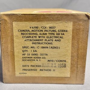 EXTREMELY RARE 1958 Eastman Kodak 16mm Strike Recording Camera KB-9A – Old New Stock – New in Box – USAF